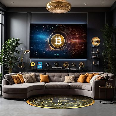 My Magic Carpet Bitcoin 6-ft. Round Machine Washable Rug