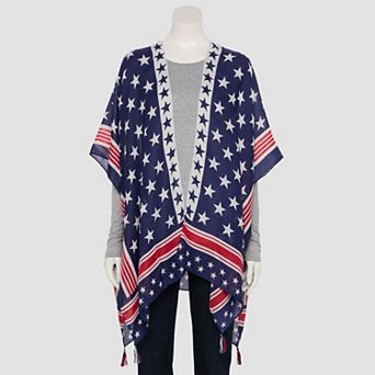 Women's Collection XIIX Star & Stripe Mix Ruana Poncho