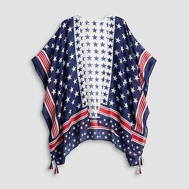 Women's Collection XIIX Star & Stripe Mix Ruana Poncho