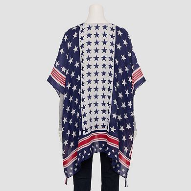 Women's Collection XIIX Star & Stripe Mix Ruana Poncho