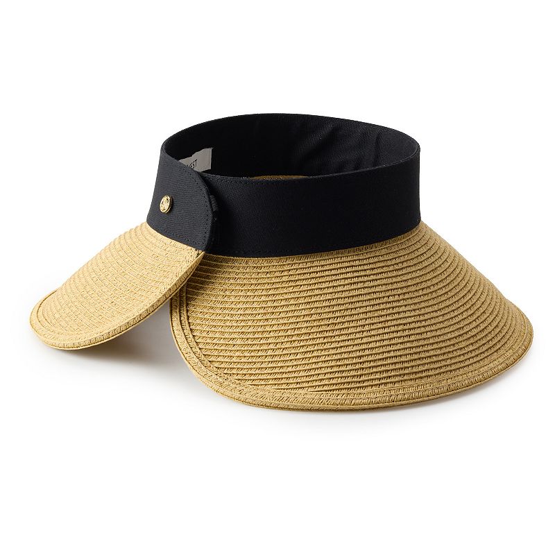 Women's Nine West Fabric Straw Roll Up Visor, Grey