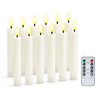 12 pc Battery Operated Taper Candles with 10 Keys Remote and Timer
