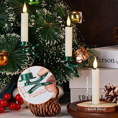12 Pcs Flameless LED Taper Candles Light Set with Clip-on Christmas Tree Design