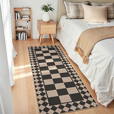 Garvee Checkered Machine Washable Area Rug Modern Geometric Non Slip Carpet for Living Room Bedroom