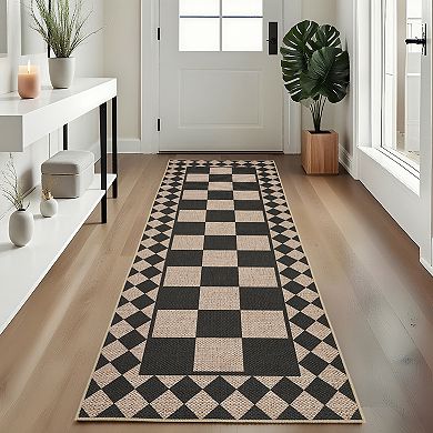 Garvee Checkered Machine Washable Area Rug Modern Geometric Non Slip Carpet for Living Room Bedroom