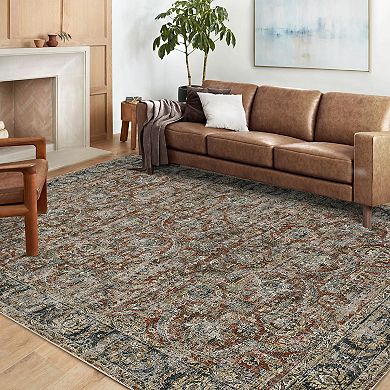 Garvee Boho Vintage Floral Printed Area Rug Non Slip Soft Low Pile Floor Cover for Bedroom Kitchen