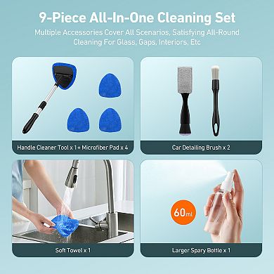 AstroAI Car Wash Kit Windshield Cleaning Tool Kit, 9 PCS Complete Car Care Tools