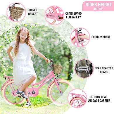LOVMOR 20 Inch Girls Bike 710 Years Basket No Training Wheels Multi Colors