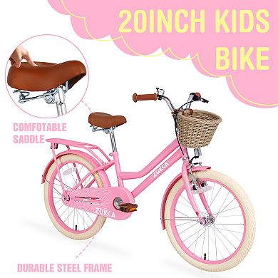 LOVMOR 20 Inch Girls Bike 710 Years Basket No Training Wheels Multi Colors