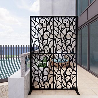 LOVMOR Metal Privacy Screens Privacy Screen for Room Divider Black