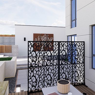 LOVMOR Metal Privacy Screens Privacy Screen for Room Divider Black