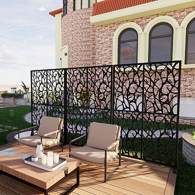 LOVMOR Metal Privacy Screens Privacy Screen for Room Divider Black