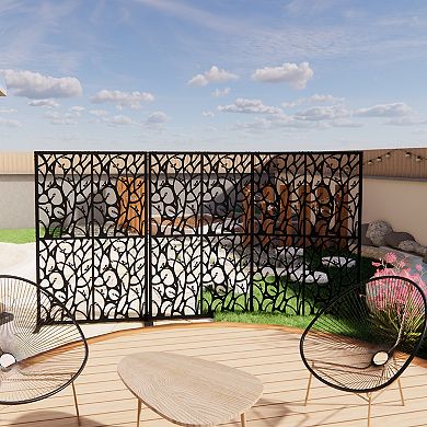 LOVMOR Metal Privacy Screens Privacy Screen for Room Divider Black