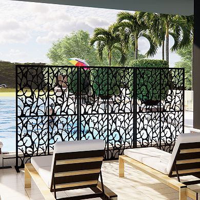 LOVMOR Metal Privacy Screens Privacy Screen for Room Divider Black