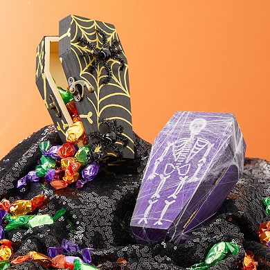 6 Pack Unfinished Halloween Coffin Box with Hinged Lids for Crafts 6 x 4 x 2 In