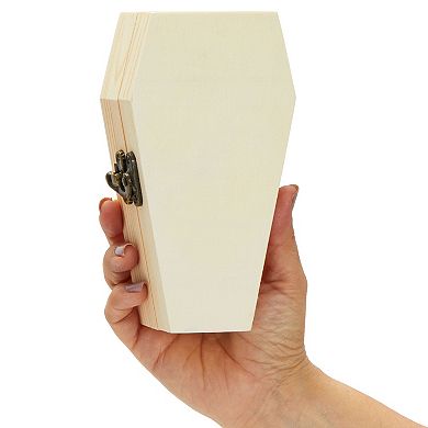 6 Pack Unfinished Halloween Coffin Box with Hinged Lids for Crafts 6 x 4 x 2 In
