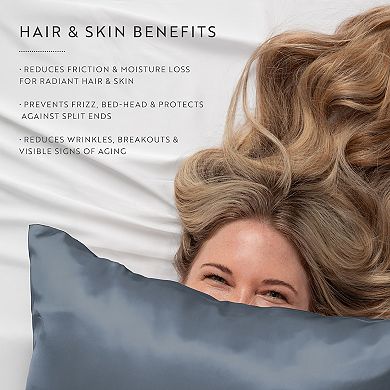 100% Mulberry Silk Pillowcase, Cooling - Reduce Frizz and Wrinkles, 19 Momme, Zippered Enclosure