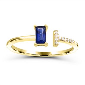 Luna Mia 10k Gold Gemstone & Diamond Accent Baguette Cut Ring