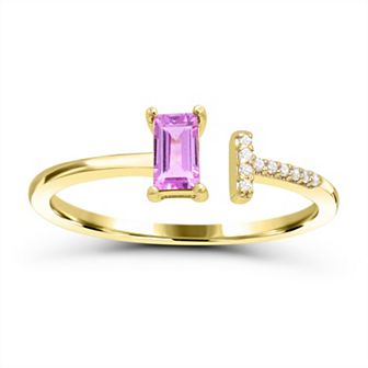 Luna Mia 10k Gold Gemstone & Diamond Accent Baguette Cut Ring