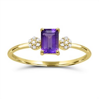 Luna Mia 10k Gold Gemstone & Diamond Accent Clusters Ring