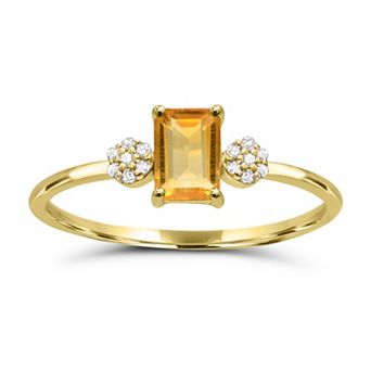 Luna Mia 10k Gold Gemstone & Diamond Accent Clusters Ring