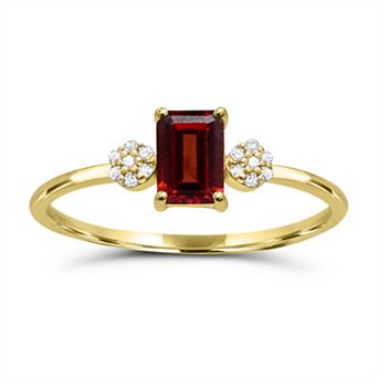 Luna Mia 10k Gold Gemstone & Diamond Accent Clusters Ring