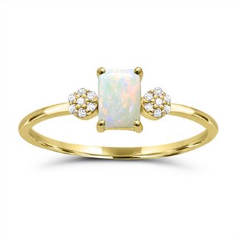 Luna Mia 10k Gold Gemstone & Diamond Accent Clusters Ring