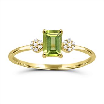 Luna Mia 10k Gold Gemstone & Diamond Accent Clusters Ring