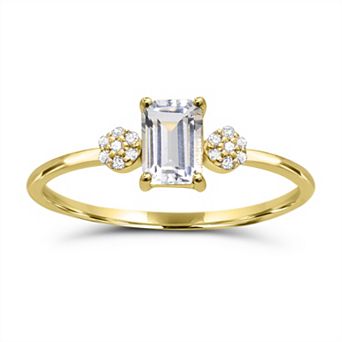 Luna Mia 10k Gold Gemstone & Diamond Accent Clusters Ring