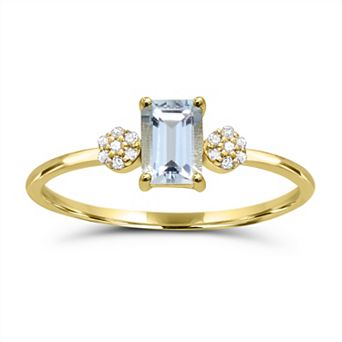 Luna Mia 10k Gold Aquamarine & Diamond Accent Ring