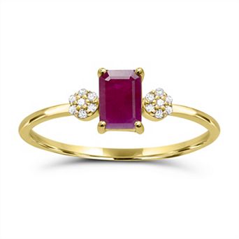 Luna Mia 10k Gold Gemstone & Diamond Accent Ring