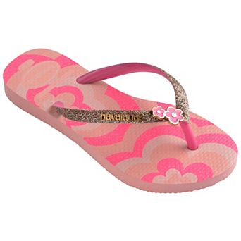 Havaianas Slim Kids Glitter Heart Charm Flip Flops