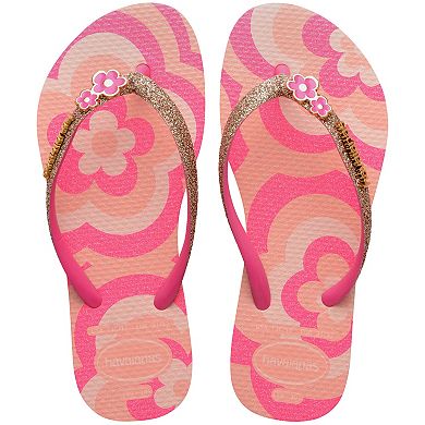 Havaianas Slim Kids Glitter Heart Charm Flip Flops