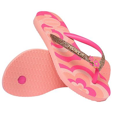 Havaianas Slim Kids Glitter Heart Charm Flip Flops