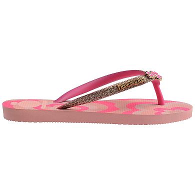 Havaianas Slim Kids Glitter Heart Charm Flip Flops
