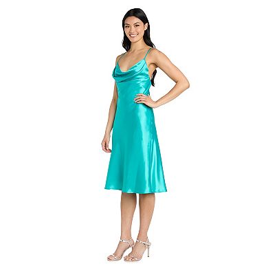 Juniors' Morgan & Co. Cowl Neck Charmeuse Midi Dress