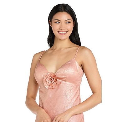 Juniors' Morgan and Co Rose Detail Asymmetrical Tier Dress