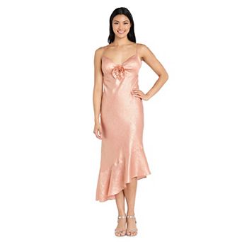 Juniors' Morgan and Co Rose Detail Asymmetrical Tier Dress