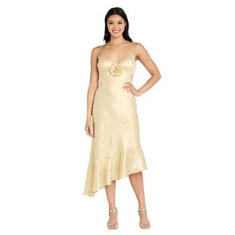 Juniors' Morgan and Co Rose Detail Asymmetrical Tier Dress