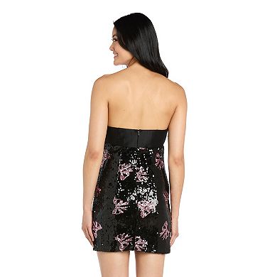 Juniors' Morgan and Co Strapless Bow Sequin Mini Dress