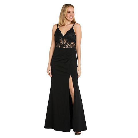 Женские платья Morgan Juniors' Morgan and Co Side Slit Long Lace Corset Dress