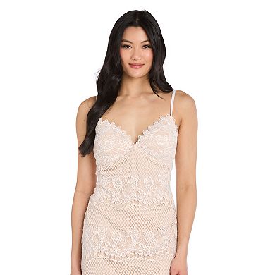 Juniors' Morgan and Co. Short Crochet Lace Dress With Contrast Lining