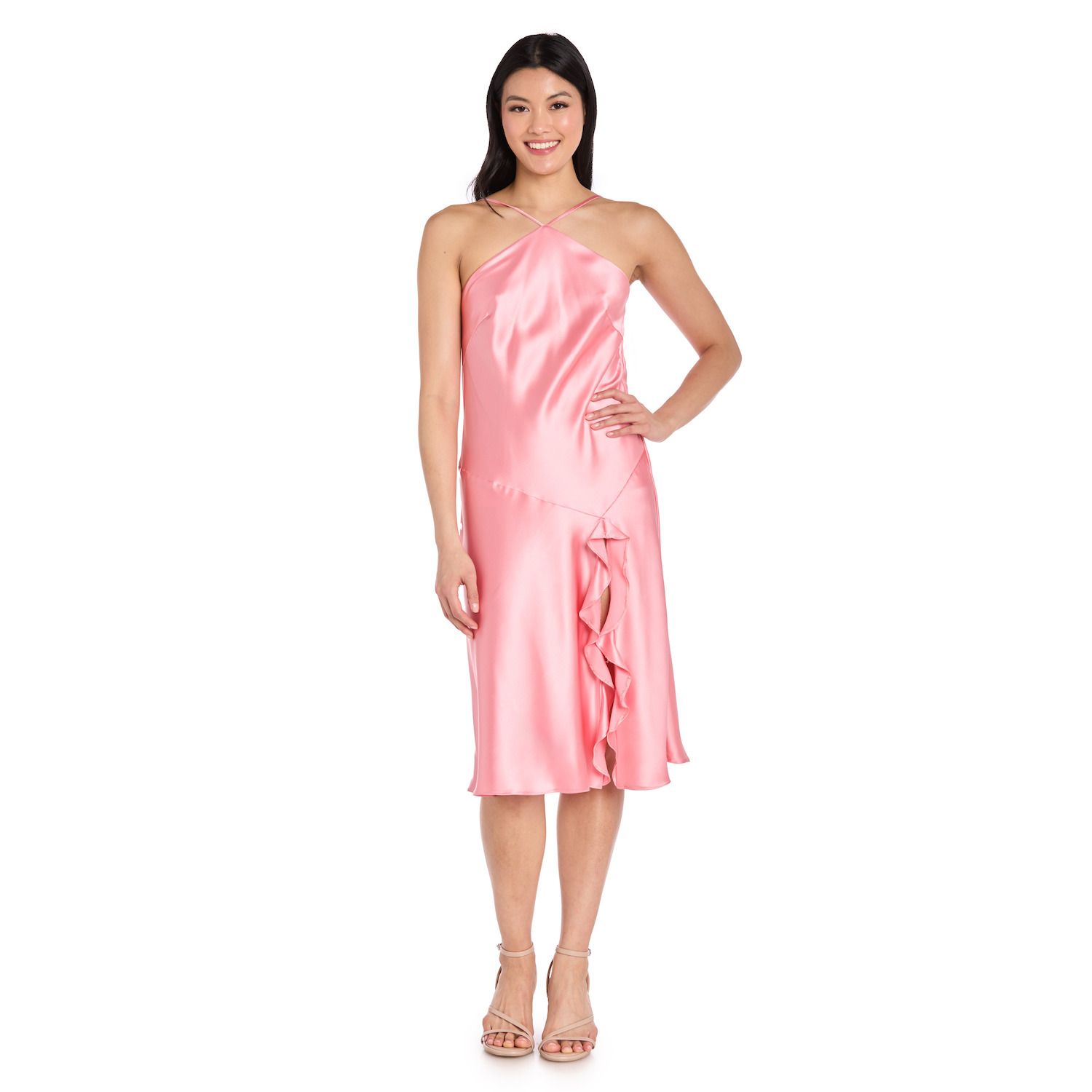 Женские платья Juniors' Morgan and Co Back Cowl Detail Satin Midi