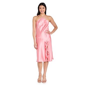 Juniors' Morgan and Co Back Cowl Detail Satin Midi Dress