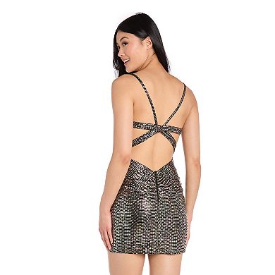 Juniors' Morgan and Co. Short Foil Sequin Dress