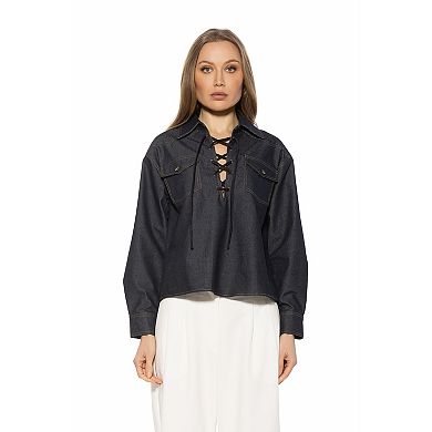 Women's ALEXIA ADMOR Thalina Western Shirt With Front Lace-Up Detail