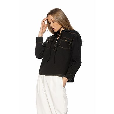 Women's ALEXIA ADMOR Thalina Western Shirt With Front Lace-Up Detail