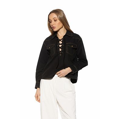Women's ALEXIA ADMOR Thalina Western Shirt With Front Lace-Up Detail