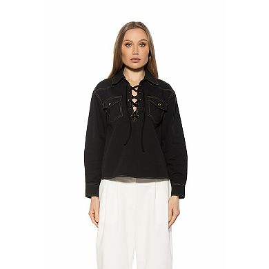 Women's ALEXIA ADMOR Thalina Western Shirt With Front Lace-Up Detail