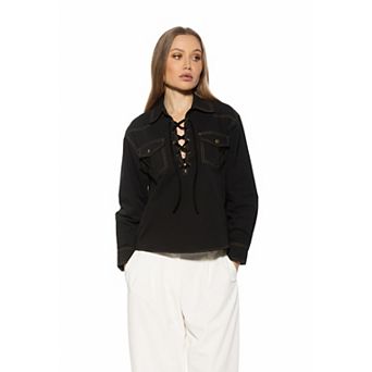 Women's ALEXIA ADMOR Thalina Western Shirt With Front Lace-Up Detail